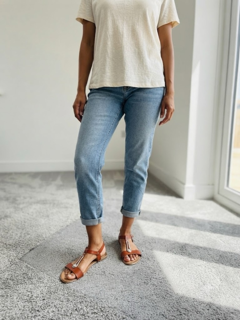 Bakers Brown Leather T-Strap Sandals